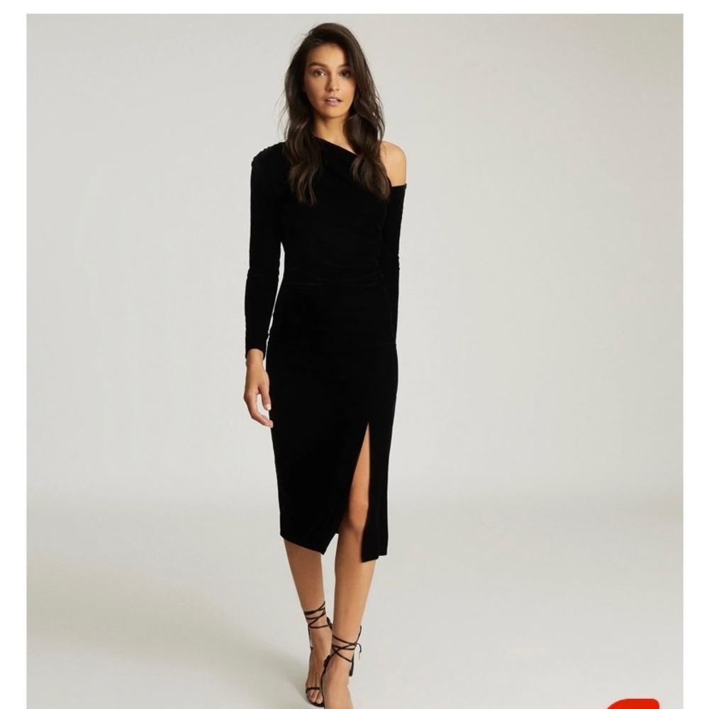 Reiss black velvet long sleeve dress size 2 US